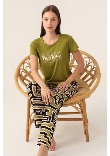 8817 Believe Kadın Kısa Kol Pijama Takımı