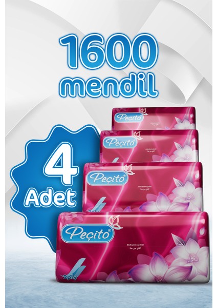 Elite 1600'LÜ Çift Katlı Çek-Al Mendil Seti (4X400)