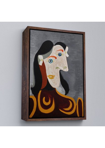 Çerçeveli Pablo Picasso - Kahverengi Elbiseli Kadının Büst TABLOSU-8086