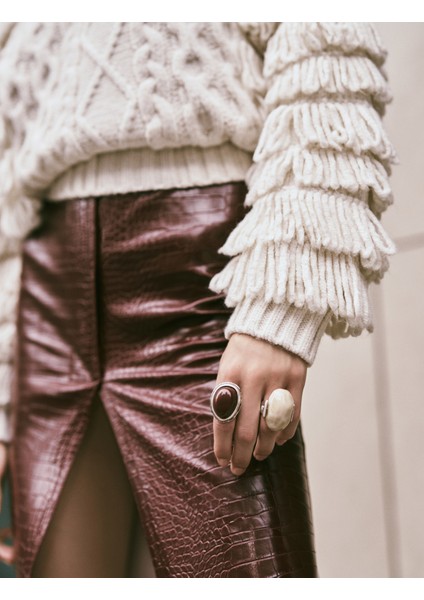 Püsküllü Örgü Kazak Balıkçı Yaka Kalça Boy Uzun Kollu fiyatları