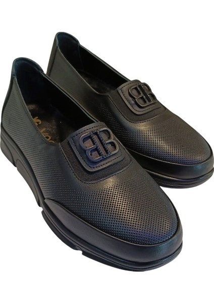 813 Kadın Deri Comfort Casual Ayakkabı Siyah
