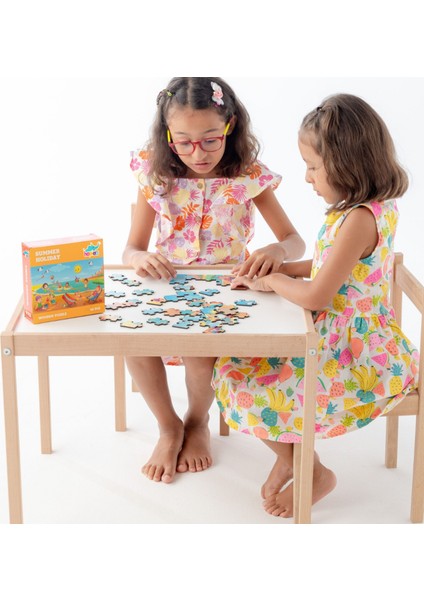 Montessori Summer Holiday Ahşap 40 Parça Puzzle Seti/ 1+ Yaş/ Eğitici, Öğretici ve Güvenli Çocuk Oyuncağı