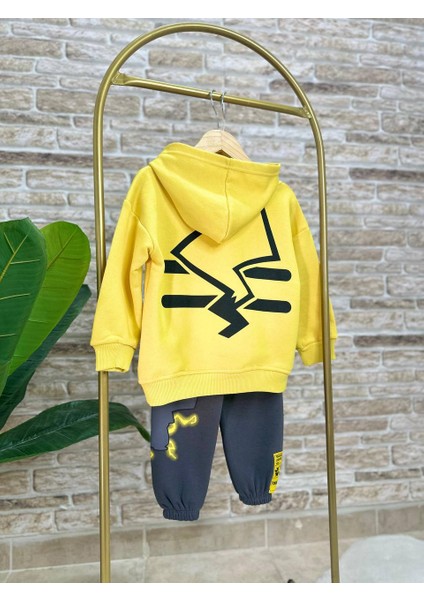 Yeni Sezon Erkek Çocuk Karakter Baskılı Pamuklu Kapüşonlu Sweatshirt ve Eşofman Alt-Üst Takım modelleri