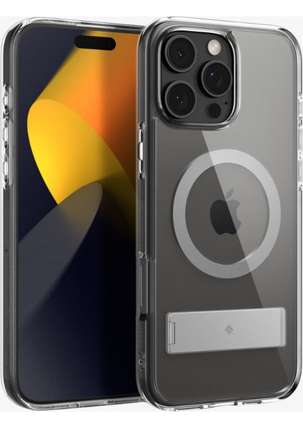 Caseology iPhone 16 Pro Kılıf Capella Mag MagSafe özellikli Kickstand Clear Gray - ACS08185