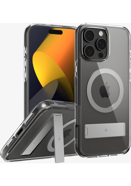 Caseology iPhone 16 Pro Kılıf Capella Mag MagSafe özellikli Kickstand Clear Gray - ACS08185