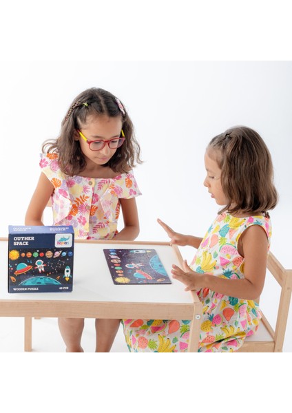 Montessori Outher Space Ahşap 40 Parça Puzzle / 1+ Yaş / Eğitici, Öğretici ve Güvenli Çocuk Oyuncağı