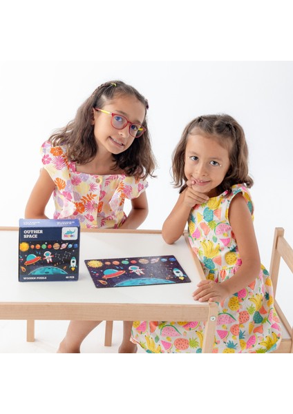 Montessori Outher Space Ahşap 40 Parça Puzzle / 1+ Yaş / Eğitici, Öğretici ve Güvenli Çocuk Oyuncağı