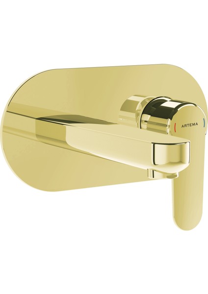 Root Round A4272123 Ankastre Lavabo Bataryası, Sıva Üstü, Altın