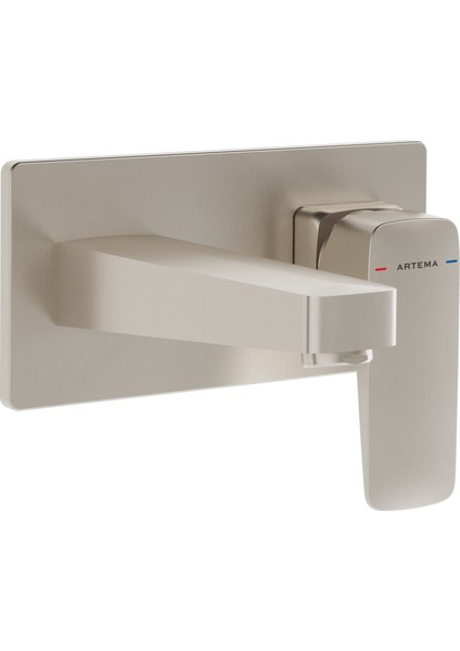 Root Square A4273834 Ankastre Lavabo Bataryası, Sıva Üstü, Fırçalı Nikel