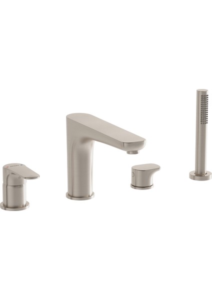 Root Round A4274334 Küvet Bataryası, 4 Delikli, Fırçalı Nikel