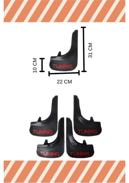Honda Civic 1995-2001 Tunıng Yazılı 4'lü Tozluk Çamurluk Paçalık