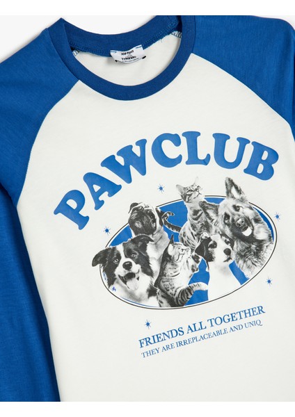 Tişört Uzun Kollu Bisiklet Yaka Köpek Baskılı Pamuklu modelleri