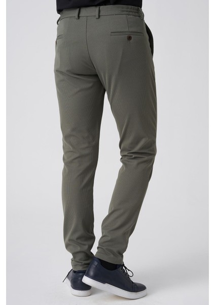 Barreiro P1036 Slim Fit Twis Bağcıklı Likralı Jogger Pantolon Haki