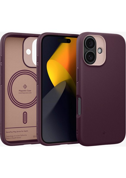 Caseology iPhone 16 Kılıf Nano Pop Mag MagSafe özellikli Burgundy Bean - ACS08237