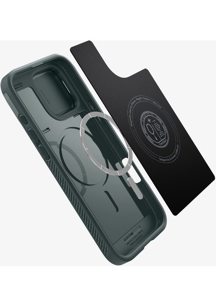 iPhone 16 Pro ile Uyumlu Kamera Korumalı MagSafe Kılıf Optik Armor Hava Kanalı Teknolojisi™ Askeri Sınıf Koruma MagFit Abyss Green Dokulu Yüzey Kapak - ACS08150 indirimleri