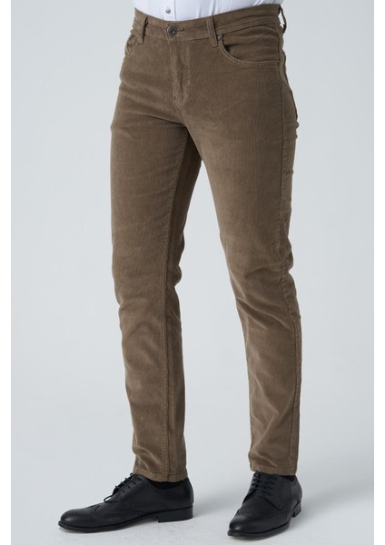 Braga P1040 Slim Fit Pamuklu Kadife Pantolon Bej