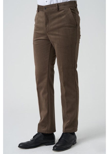 Amora P1031 Slim Fit Pamuklu Kadife Pantolon Toprak fiyatları