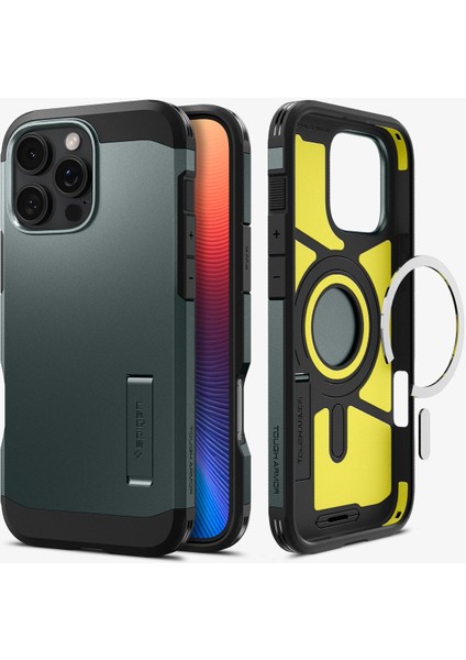 iPhone 16 Pro Kılıf Tough Armor AI MagFit MagSafe özellikli Abyss Green - ACS08148
