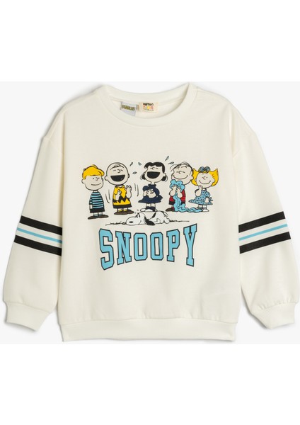 Sweatshirt Snoopy Baskılı Lisanslı Uzun Kollu Bisiklet Yaka Şardonlu