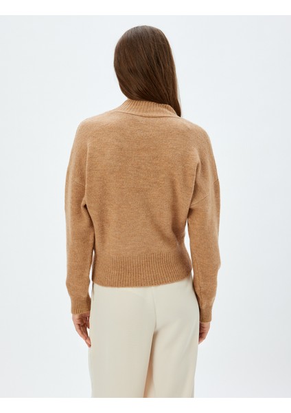 Kruvaze Triko Kazak Yün Karışımlı V Yaka Uzun Kollu fırsatları