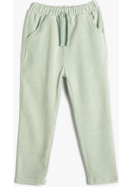 Kadife Fitilli Eşofman Altı Beli Bağlamalı Cepli