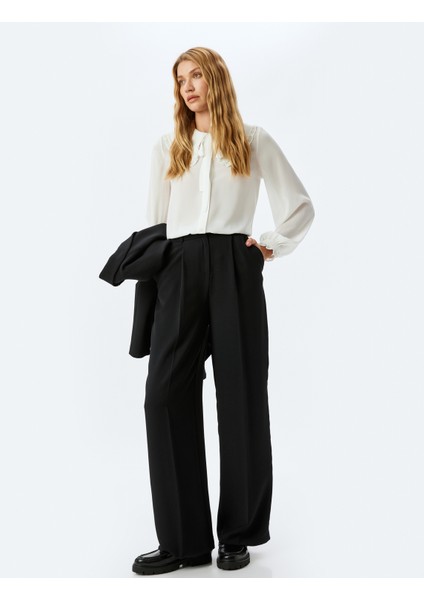 Uzun Kollu Fırfırlı Geniş Bebe Yaka Şifon Gömlek fiyatları