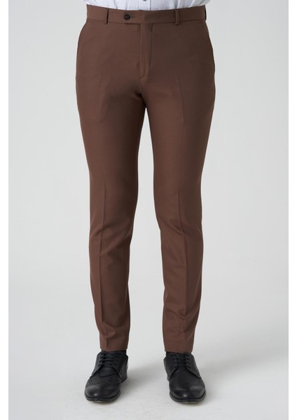 Alverca Do Ribatejo P1028 Slim Fit Kumaş Pantolon Kahve