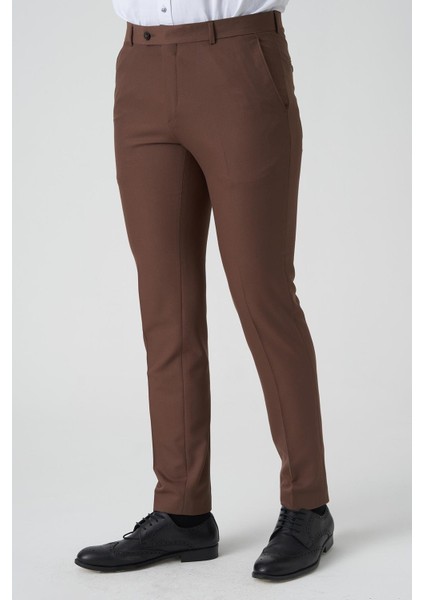Alverca Do Ribatejo P1028 Slim Fit Kumaş Pantolon Kahve