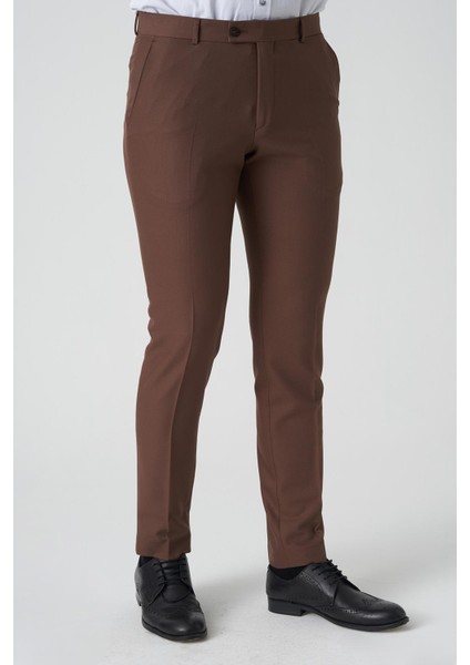 Alverca Do Ribatejo P1028 Slim Fit Kumaş Pantolon Kahve