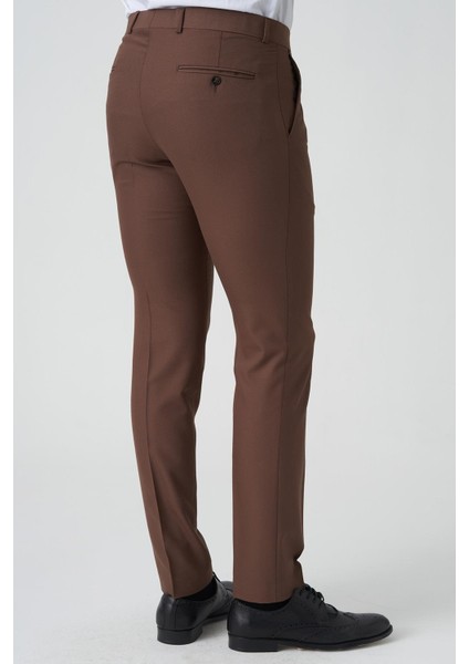Alverca Do Ribatejo P1028 Slim Fit Kumaş Pantolon Kahve