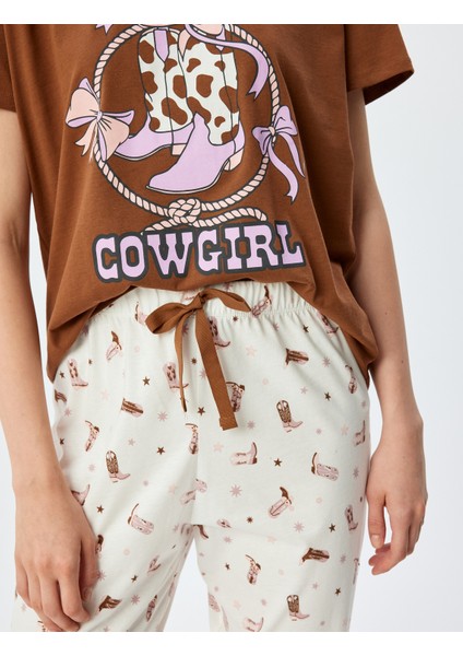 Pamuklu Pijama Takımı 2'li Baskılı indirimleri