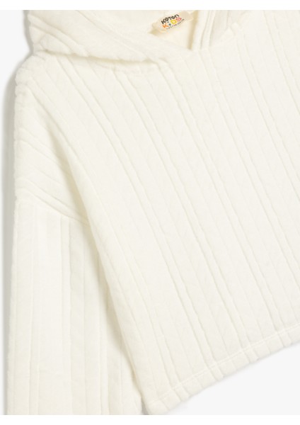 Kapşonlu Sweatshirt Uzun Kollu Dokulu