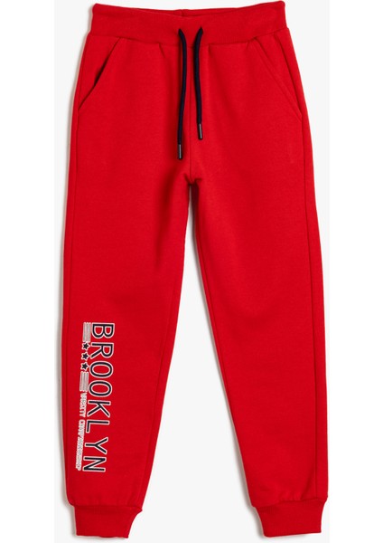 Jogger Eşofman Altı Cepli Baskılı Beli Bağlamalı