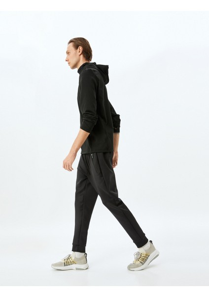 Beli Bağcıklı Fermuarlı Cep Detaylı Scuba Kumaş Jogger Spor Eşofman Altı