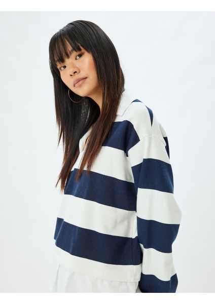 Gömlek Yaka Sweatshirt Oversize Renk Bloklu Şardonlu fiyatları