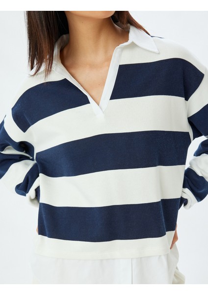 Gömlek Yaka Sweatshirt Oversize Renk Bloklu Şardonlu indirimleri