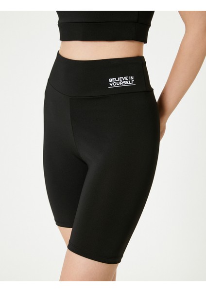 Spor Biker Tayt Yüksek Bel Baskılı Slim Fit Interlok indirimleri