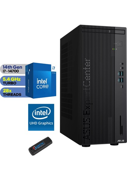 D9 Expertcenter D901MDR Intel I7-14700 128GB Ddr5 512GB SSD WINDOWS11PRO Masaüstübilgisayar WD901MDRW27+ZETTAUSBBELLEK