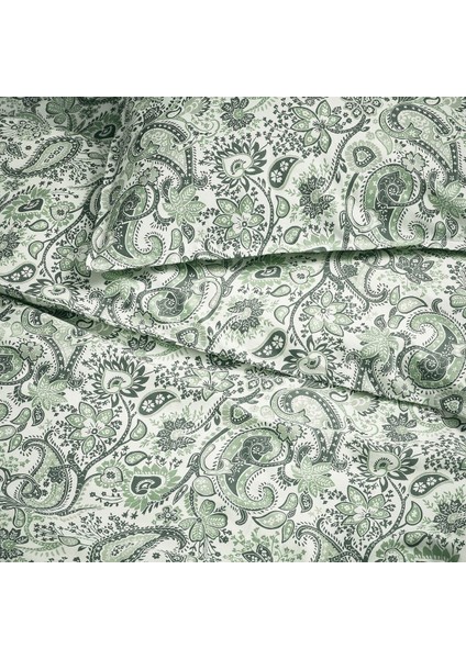 Çift Kişilik Nevresim Seti, Yeşil-Beyaz, 240X220/50X60 cm fiyatları