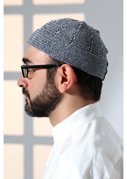 Gri Katlamalı Çift Renk Kışlık Kadife Takke fırsatları