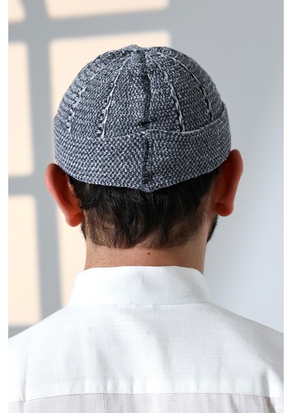 Gri Katlamalı Çift Renk Kışlık Kadife Takke indirimleri