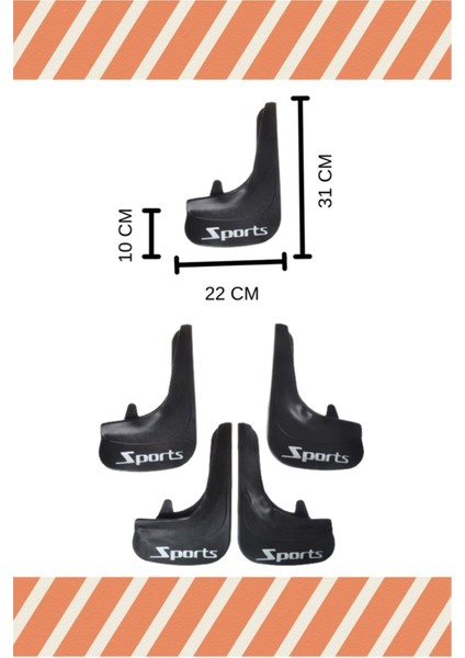 Opel Corsa Van 2007-2014 Sports Yazılı 4'lü Tozluk Çamurluk Paçalık