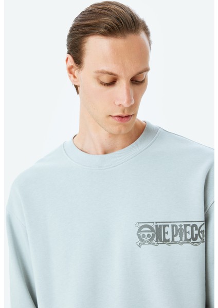 Bisiklet Yaka Oversize Pamuk Karışımlı Lisanslı One Piece Sweatshirt