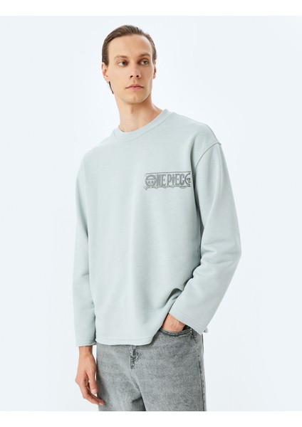 Bisiklet Yaka Oversize Pamuk Karışımlı Lisanslı One Piece Sweatshirt