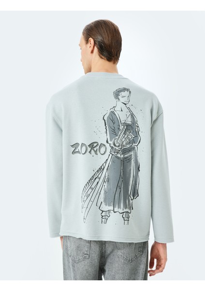 Bisiklet Yaka Oversize Pamuk Karışımlı Lisanslı One Piece Sweatshirt