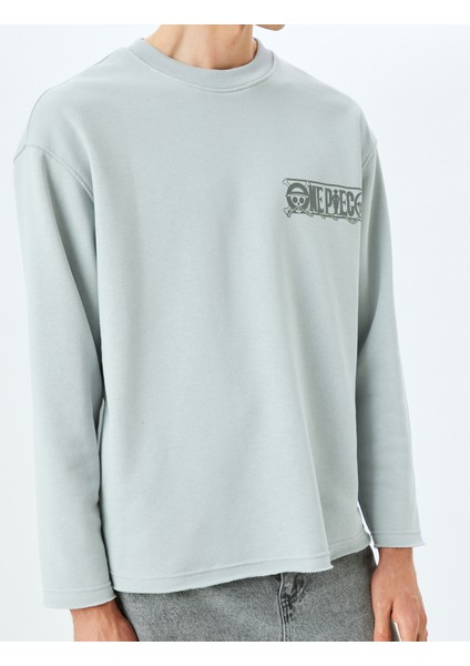 Bisiklet Yaka Oversize Pamuk Karışımlı Lisanslı One Piece Sweatshirt