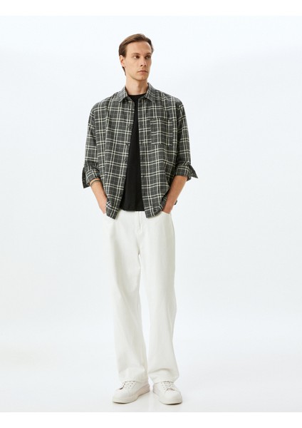 Uzun Kollu Cep Detaylı Viskon Karışımlı Ekose Gömlek Ceket fiyatları