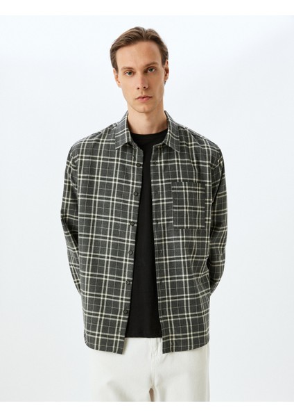 Uzun Kollu Cep Detaylı Viskon Karışımlı Ekose Gömlek Ceket modelleri