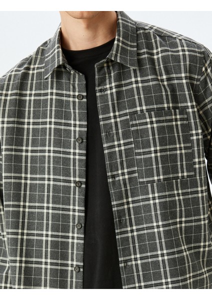 Uzun Kollu Cep Detaylı Viskon Karışımlı Ekose Gömlek Ceket indirimleri