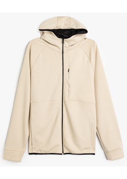 Spor Sweatshirt Oversize Kapşonlu Fermuarlı Dikiş Detaylı Kalın Modal Kumaş
